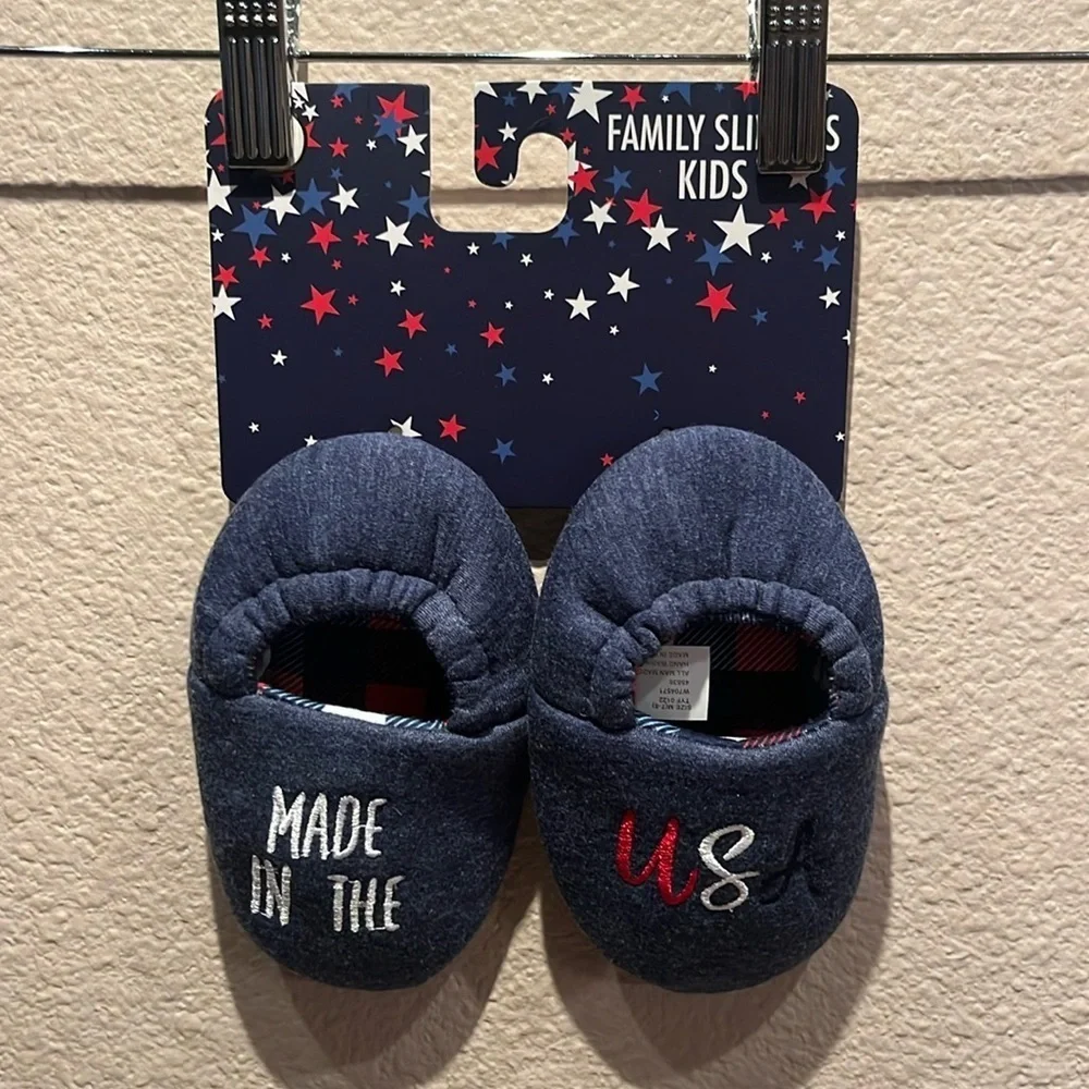New Made in the USA Toddler Slippers Patriotic Size Medium 7-8 NWT